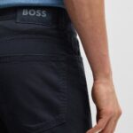 BOSS MEN H RE MAINE5 REGULAR FIT TROUSERS IN STRETCH COTTON TWILL DARK BLUE - Image 2