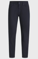BOSS MEN H RE MAINE5 REGULAR FIT TROUSERS IN STRETCH COTTON TWILL DARK BLUE - Image 6