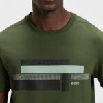BOSS MEN RELAXED FIT T-SHIRT IN STRETCH FABRIC WITH LOGO ARTWORK OPEN GREEN - Image 2