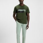 BOSS MEN RELAXED FIT T-SHIRT IN STRETCH FABRIC WITH LOGO ARTWORK OPEN GREEN - Image 3
