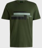 BOSS MEN RELAXED FIT T-SHIRT IN STRETCH FABRIC WITH LOGO ARTWORK OPEN GREEN - Image 5