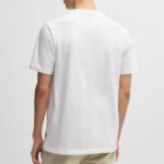 BOSS MEN COTTON JERSEY T-SHIRT WITH LOGO ARTWORK WHITE - Image 2