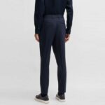 BOSS MEN SELECTED BY SHOHEI OHTANI TAPERED-FIT TROUSERS IN LINEN BLEND DARK BLUE - Image 2