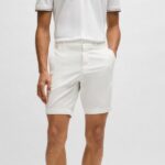 BOSS MEN SLIM-FIT SHORTS IN STRETCH-COTTON WHITE