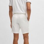 BOSS MEN SLIM-FIT SHORTS IN STRETCH-COTTON WHITE - Image 2