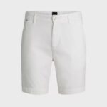 BOSS MEN SLIM-FIT SHORTS IN STRETCH-COTTON WHITE - Image 5