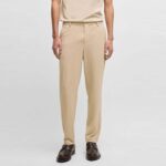 BOSS MEN WASHABLE FORMAL TROUSERS IN STRETCH SEERSUCKER FABRIC OPEN WHITE