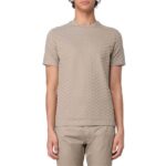 EMPORIO ARMANI JERSEY T-SHIRT WITH ALL OVER JACQUARD EAGLE ROASTED CASHEW