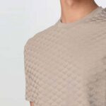 EMPORIO ARMANI JERSEY T-SHIRT WITH ALL OVER JACQUARD EAGLE ROASTED CASHEW - Image 3