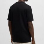 BOSS MEN COTTON JERSEY T-SHIRT WITH PHOTOGRAPHIC ARTWORK PRINT BLACK - Image 3