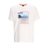 BOSS MEN COTTON JERSEY T-SHIRT WITH PHOTOGRAPHIC ARTWORK PRINT WHITE - Image 4