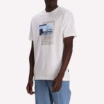 BOSS MEN COTTON JERSEY T-SHIRT WITH PHOTOGRAPHIC ARTWORK PRINT WHITE - Image 2