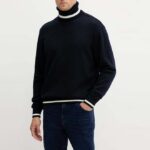 PAUL&SHARK MEN SOFT COOL TOUCH WOOL TURTLENECK BLUE/WHITE