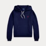 POLO RALPH LAUREN WOMAN FLEECE PULLOVER HOODIE SWEATSHIRT NAVY - Image 4