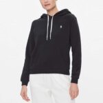 POLO RALPH LAUREN WOMAN FLEECE PULLOVER HOODIE SWEATSHIRT BLACK