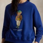 POLO RALPH LAUREN WOMAN POLO BEAR LIGHTWEITGHT FLEECE CREWNECK BLUE - Image 3