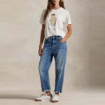 POLO RALPH LAUREN WOMAN CLASSIC FIT COTTON POLO TOKYO BEAR JERSEY T-SHIRT WHITE - Image 3