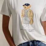 POLO RALPH LAUREN WOMAN CLASSIC FIT COTTON POLO TOKYO BEAR JERSEY T-SHIRT WHITE - Image 4
