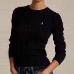 POLO RALPH LAUREN WOMAN CABLE-KNIT COTTON CREWNECK JUMPER BLACK - Image 3