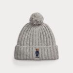 POLO RALPH LAUREN UNISEX BEAR WOOL BLEND POM-POM BEANIE GREY
