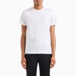 EMPORIO ARMANI MEN JERSEY JACQUARD LOGO T-SHIRT BIANCO