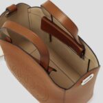 KARL LAGERFELD WOMEN K/CIRCLE PERFORATED SMALL TOTE BAG DARK TAN - Image 3