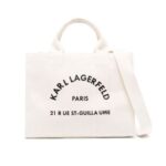 KARL LAGERFELD WOMEN RUE ST-GUILLAUME MEDIUM SQUARE TOTE BAG NATURAL