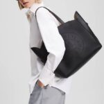 KARL LAGERFELD WOMEN K/CIRCLE MEDIUM TOTE BAG BLACK - Image 3