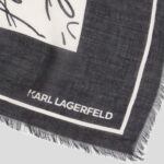 KARL LAGERFELD WOMEN K/ESSENTIAL SCRIBBLE SCARF CANNOLI CREAM - Image 3