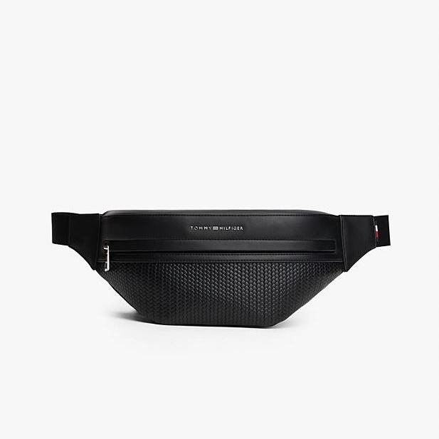 AM0AM13634-BDS-1 TOMMY HILFIGER MEN METAL LOGO WOVEN BUM BAG BLACK - Image 1
