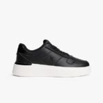 TOMMY HILFIGER WOMAN LEATHER PATENT HEEL PLATFORM TRAINERS BLACK