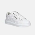 KARL LAGERFELD MENS KAPRI MONOGRAM EMBOSS LO SNEAKER WHITE LEATHER MONO - Image 3
