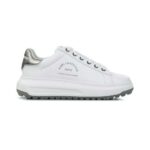 KARL LAGERFELD WOMEN LEATHER MAISON RUE ST-GUILLAUME LOGO KAPRI SNEAKERS WHITE LEATHER-SILVER