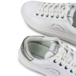 KARL LAGERFELD WOMEN LEATHER MAISON RUE ST-GUILLAUME LOGO KAPRI SNEAKERS WHITE LEATHER-SILVER - Image 3