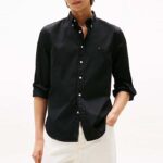 TOMMY HILFIGER MEN TH FLEX REGULAR FIT POPLIN SHIRT BLACK