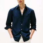 TOMMY HILFIGER MEN TH FLEX REGULAR FIT POPLIN SHIRT DESERT SKY