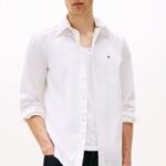 TOMMY HILFIGER MEN TH FLEX REGULAR FIT POPLIN SHIRT WHITE