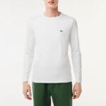 LACOSTE MEN'S LONG SLEEVE COTTON T-SHIRT WITH CREW NECK WHITE