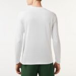 LACOSTE MEN'S LONG SLEEVE COTTON T-SHIRT WITH CREW NECK WHITE - Image 2