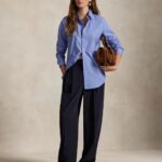POLO RALPH LAUREN WOMEN'S STRETCH SLIM FIT ACTIVE FOR CORE SHIRT BLUE