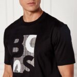 BOSS MEN'S JERSEY COTTON T-SHIRT REGULAR-FIT H-THOMPSON 655 BLACK - Image 3