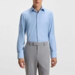 BOSS MEN'S REGULAR FIT SHIRT IN STRUCTURED STRETCH JERSEY LIGHT/PASTEL BLUE