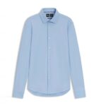 BOSS MEN'S REGULAR FIT SHIRT IN STRUCTURED STRETCH JERSEY LIGHT/PASTEL BLUE - Image 5