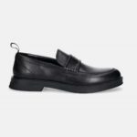 HUGO MEN'S LEATHER LOAFERS BLACK