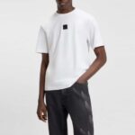HUGO MEN'S COTTON T-SHIRT WITH BULLxRB-GRAPHIC LOGO PATCH WHITE