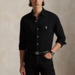 POLO RALPH LAUREN MEN'S FEATHERWEIGHT MESH SHIRT BLACK