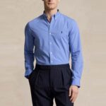 POLO RALPH LAUREN MEN'S SHIRT SLIM FIT STRETCH BLUE END ON END