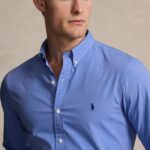 POLO RALPH LAUREN MEN'S SHIRT SLIM FIT STRETCH BLUE END ON END - Image 3