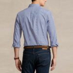 POLO RALPH LAUREN MEN'S SHIRT SLIM FIT POPLIN BLUE/WHITE STRIPE - Image 2