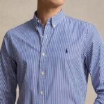 POLO RALPH LAUREN MEN'S SHIRT SLIM FIT POPLIN BLUE/WHITE STRIPE - Image 3